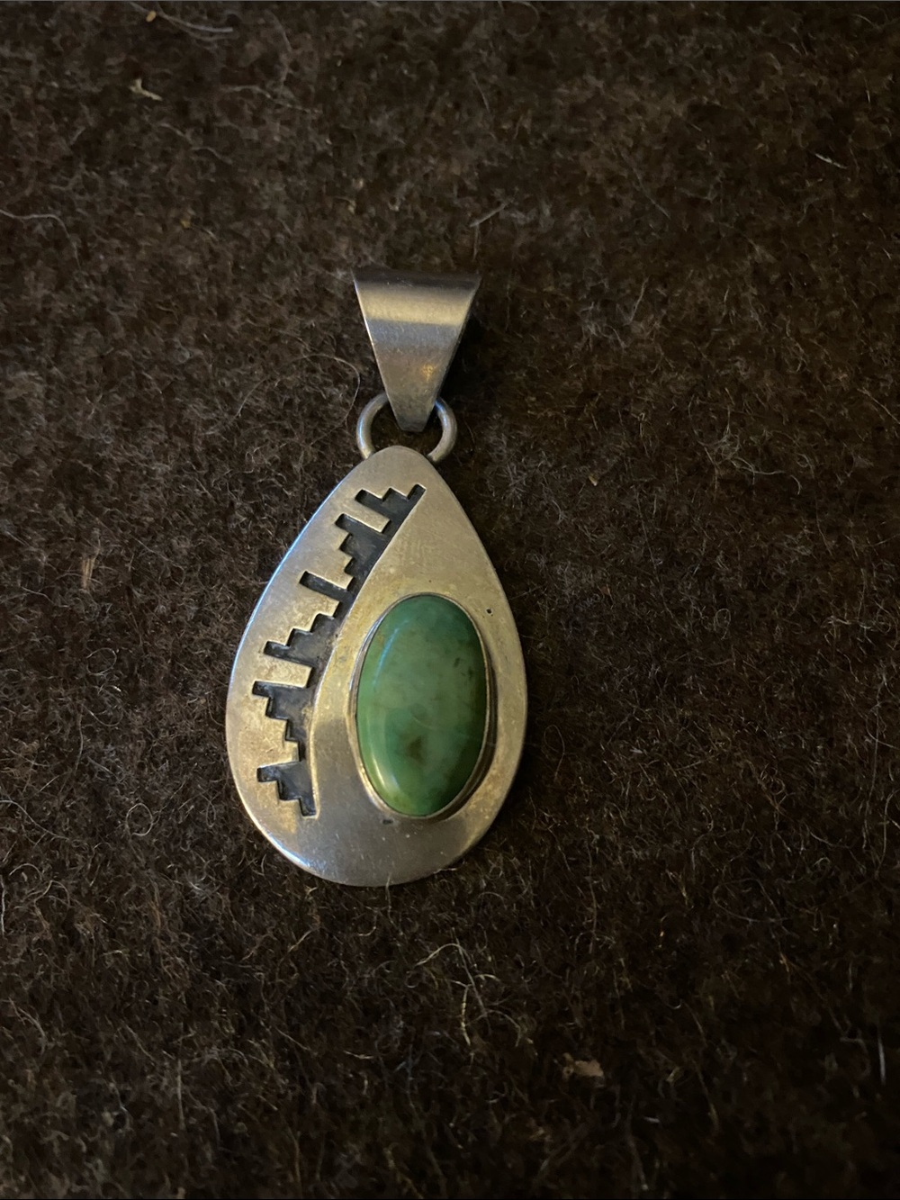 Native American Everett and Mary Teller Pendant with Green Turquoise